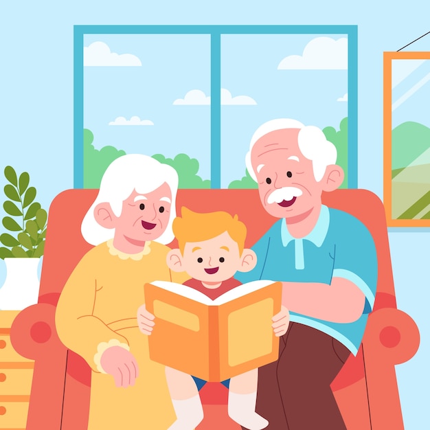 Handgetekende illustratie van de dag van de grootouders