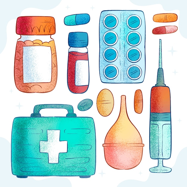 Handgetekende illustratie van de gezondheidszorg
