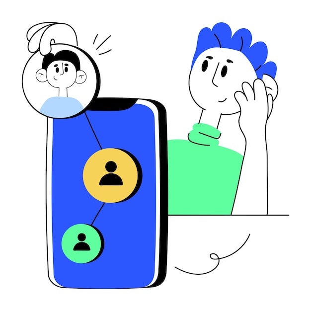 Handgetekende illustratie van de mobiele verbinding