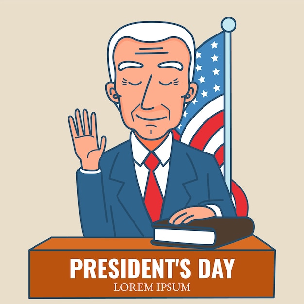 Handgetekende illustratie van de presidentsdag