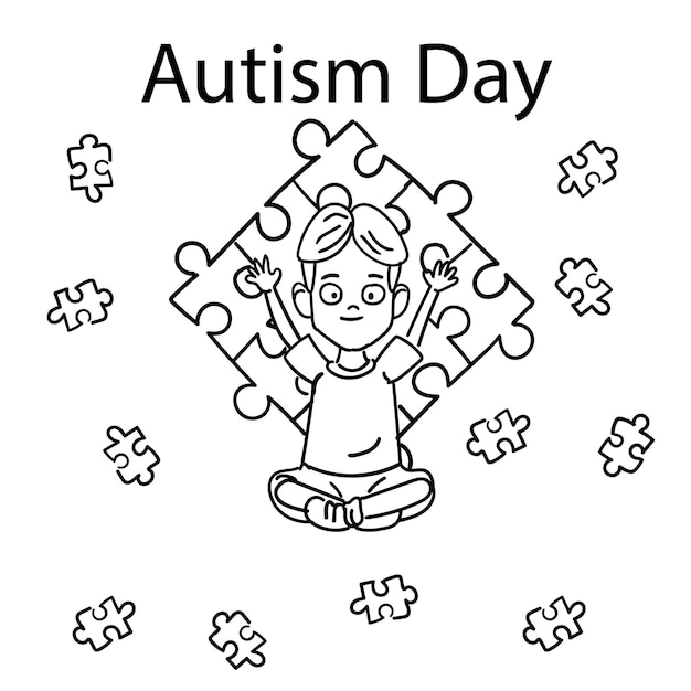 Vector handgetekende illustratie van de wereld autisme awareness day