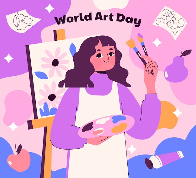 Handgetekende illustratie van de wereldkunstdag