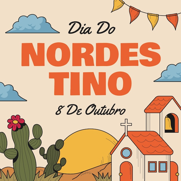 Handgetekende illustratie van dia do nordestino