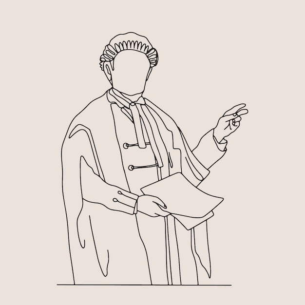 Handgetekende illustratie van een advocaat