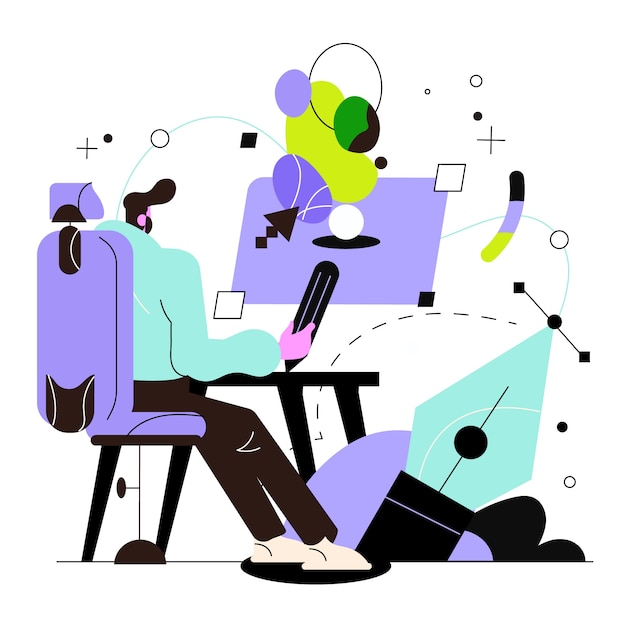 Handgetekende illustratie van een grafisch ontwerper