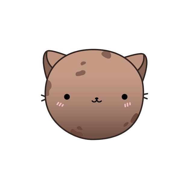 Handgetekende illustratie van een kawaii grappig koekje met kattenoren