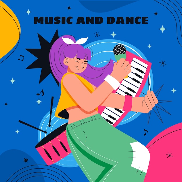 Handgetekende illustratie van een muziekfestival