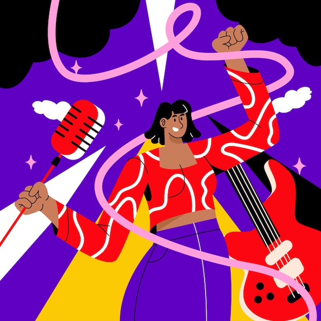 Handgetekende illustratie van een muziekfestival