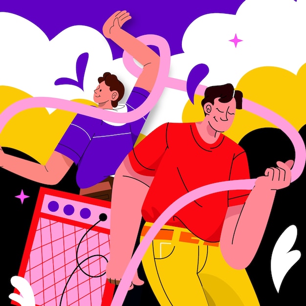 Handgetekende illustratie van een muziekfestival