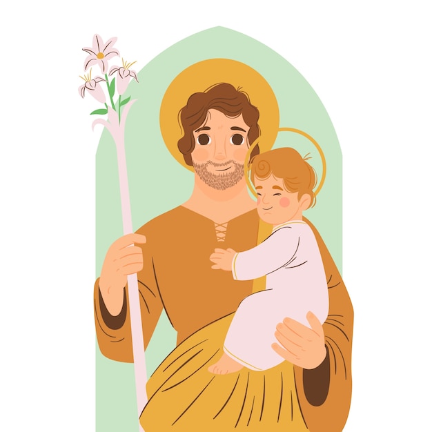 Vector handgetekende illustratie van heilige joseph