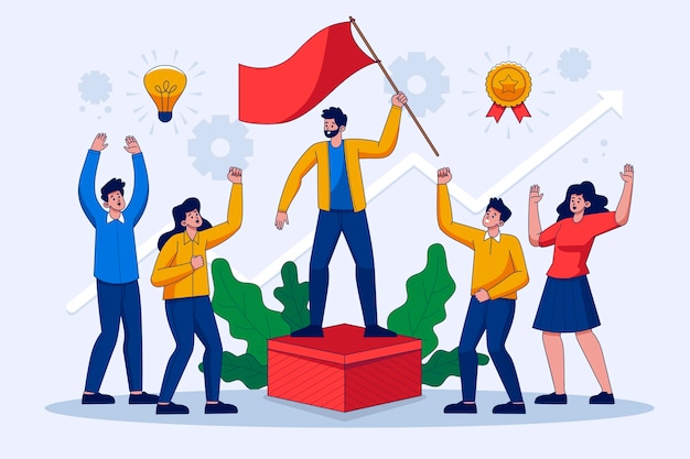 Handgetekende illustratie van het leiderschapsconcept