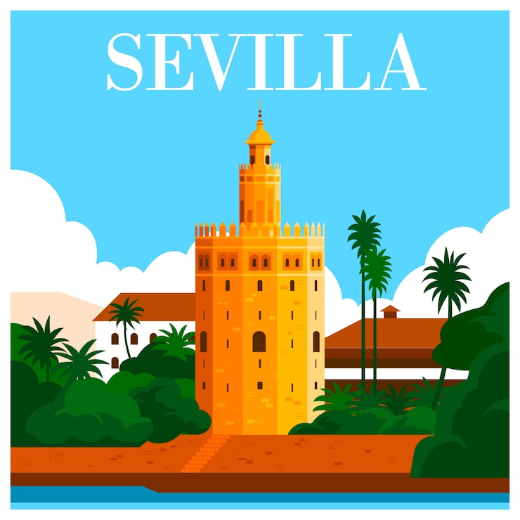 Vector handgetekende illustratie van sevilla