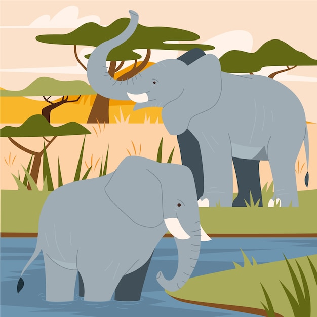 Handgetekende illustratie van wilde dieren