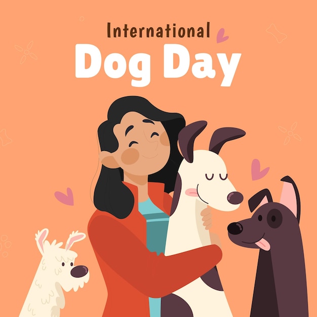 Handgetekende illustratie voor de internationale dag van de hond