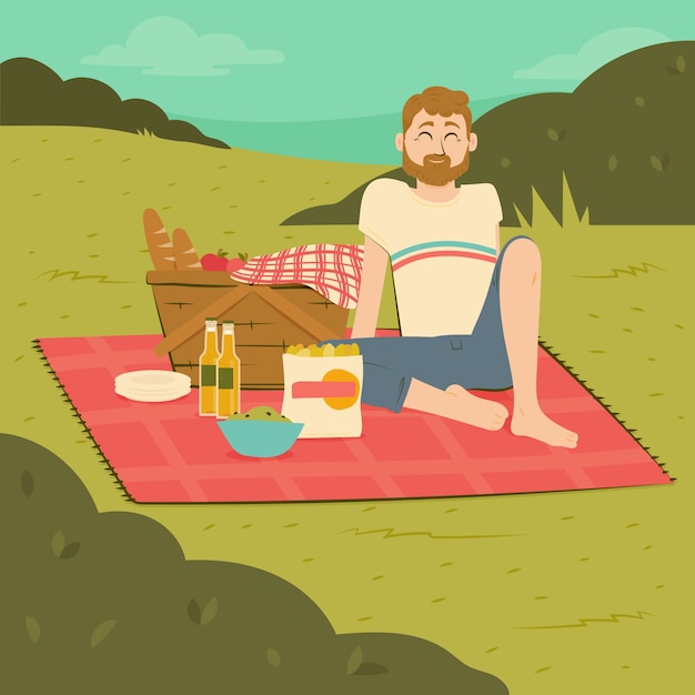 Handgetekende illustratie voor de viering van de internationale picknickdag