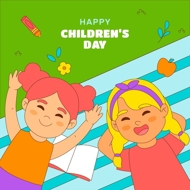 Handgetekende illustratie voor de viering van de wereldkinderdag