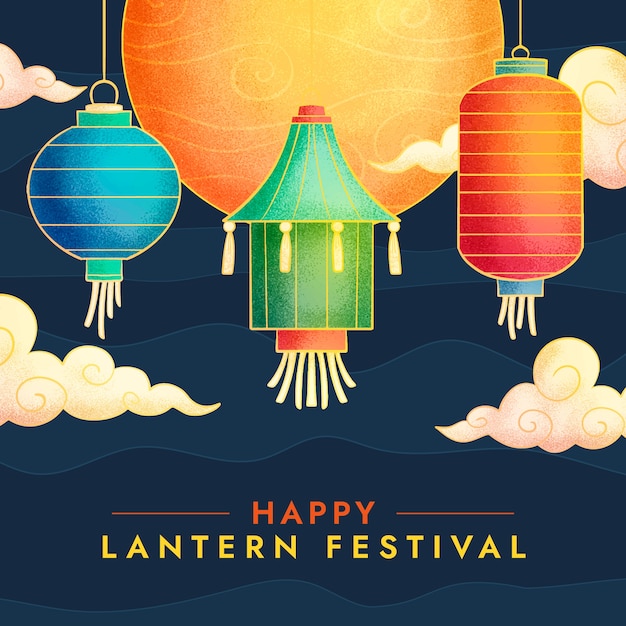 Handgetekende illustratie voor de viering van het lantaarnfeest