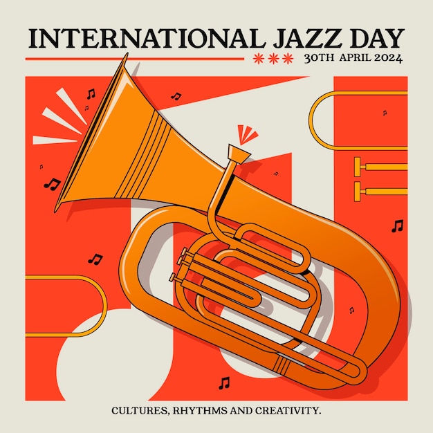 Vector handgetekende illustratie voor de wereldjazzdag