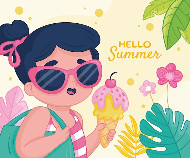 Vector handgetekende illustratie voor de zomer