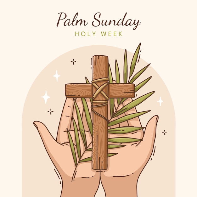 Vector handgetekende illustratie voor palm sunday.