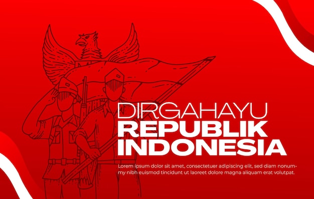 handgetekende indonesië onafhankelijkheidsdag banner agust rood