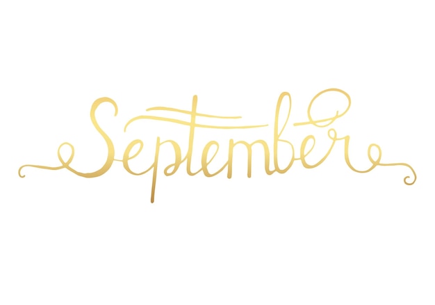 Handgetekende inkt belettering hello september geïsoleerd zwart op witte achtergrond