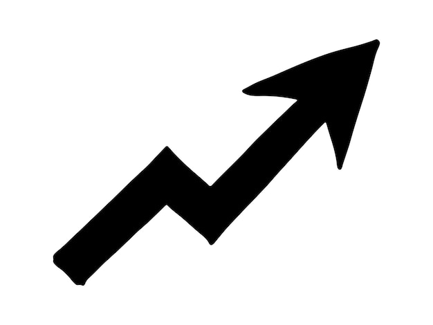 Handgetekende inktpijlillustratie in schetsstijl Zakelijke doodle clipart Enkel element voor ontwerp