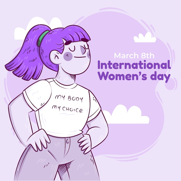 Handgetekende internationale vrouwendagillustratie