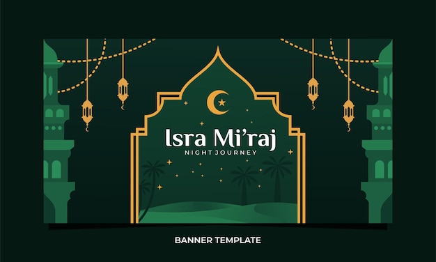 Handgetekende Isra Miraj illustratie banner sjabloon