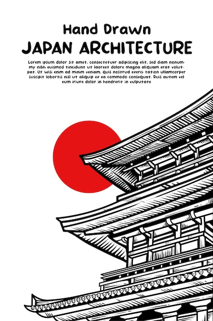 handgetekende Japanse architectuur vectorillustratie 001