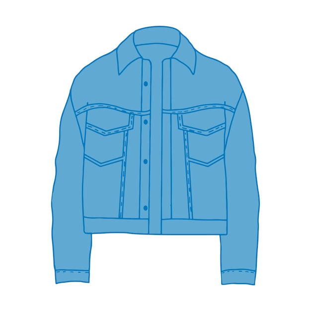 Vector handgetekende jeans dragen mode denim jas werkelijke illustratie outfit originele doodle stijl tekening