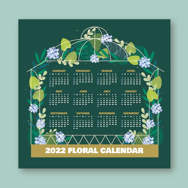 Handgetekende kalendersjabloon voor 2022