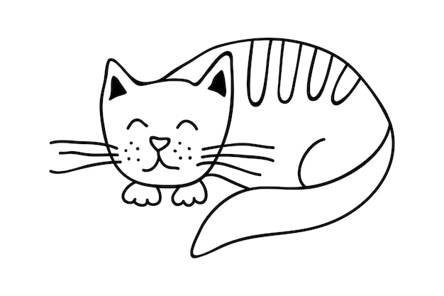 Handgetekende kat clipart Schattig huisdier doodle