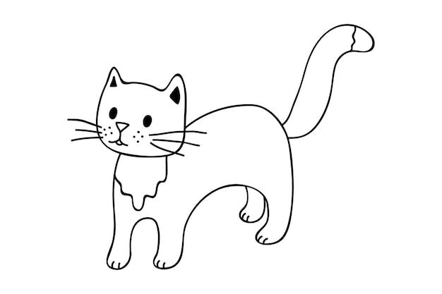 Handgetekende kat clipart Schattig huisdier doodle