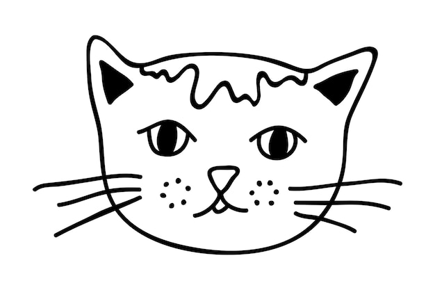 Vector handgetekende kat snuit clipart schattig huisdier gezicht doodle