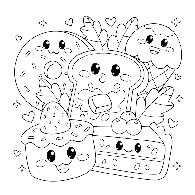 Vector handgetekende kawaii-illustratie