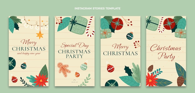 Vector handgetekende kerst instagram verhalencollectie