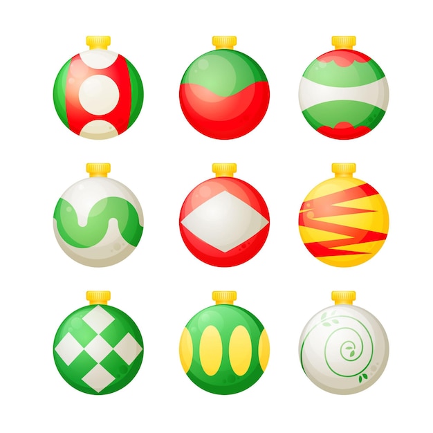 Vector handgetekende kerstbal ornamenten collectie