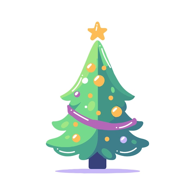Handgetekende kerstboom in vlakke stijl