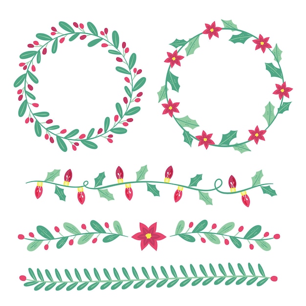 Handgetekende kerstkaders en randen