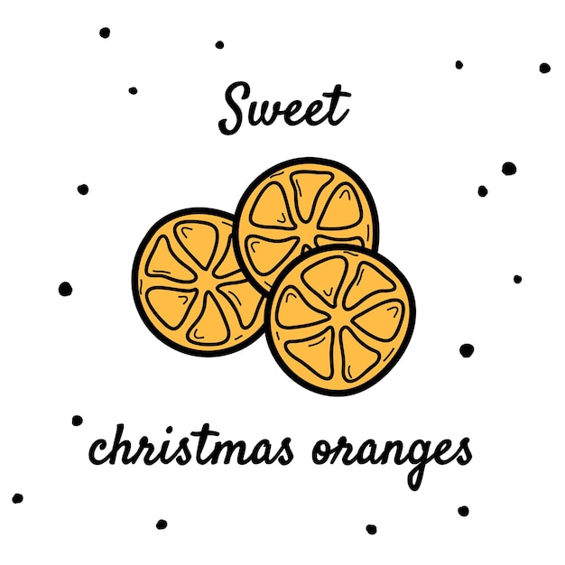Handgetekende kerstsinaasappels Doodle vectorillustratie
