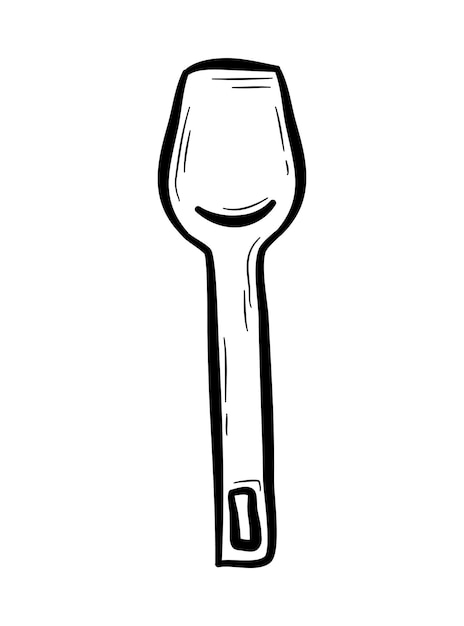 Handgetekende keukenspatel. Kookgereedschap, keukengerei. Platte vectorillustratie in doodle-stijl