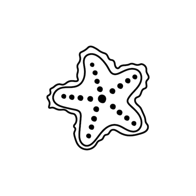 Handgetekende kinderen tekenen cartoon schattig zee ster vector illustratie geïsoleerd op een witte achtergrond