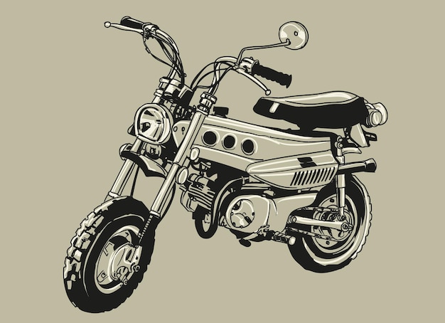 handgetekende klassieke motorfiets vectorillustratie met monochrome vintage kunstcollectie