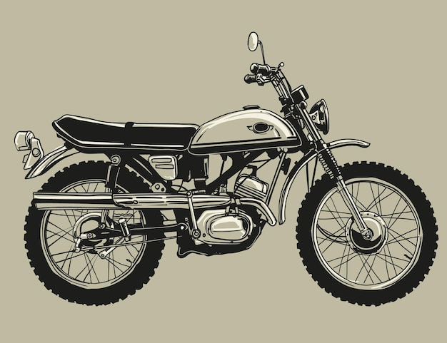 handgetekende klassieke motorfiets vectorillustratie met monochrome vintage kunstcollectie