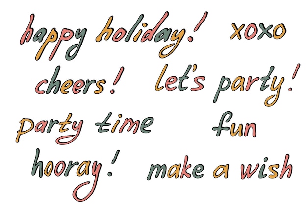 Handgetekende kleurrijke letters Leuke partij doodle Vakantie clipart