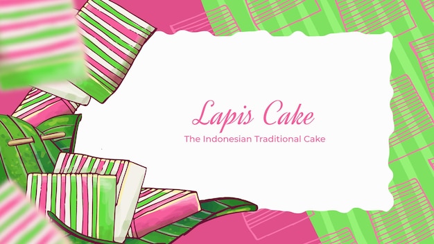 Handgetekende lapis indonesische cake achtergrond