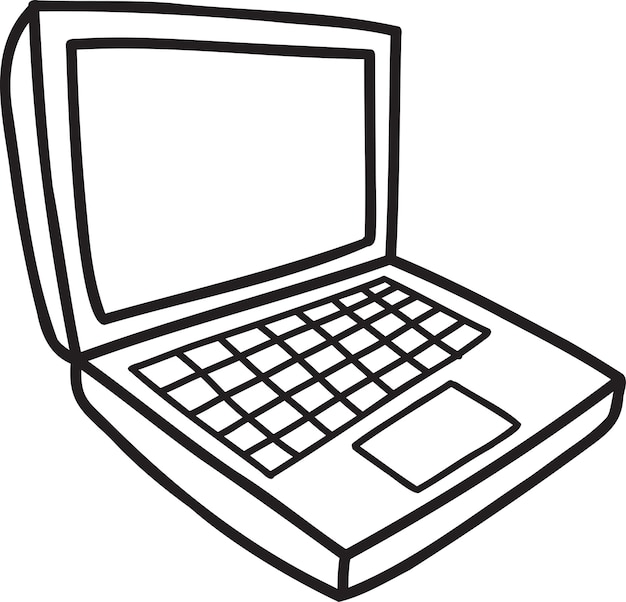 Handgetekende laptop illustratie