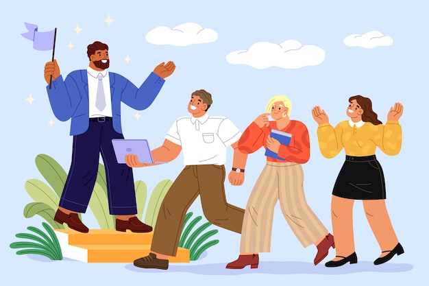 Handgetekende leiderschapsillustratie