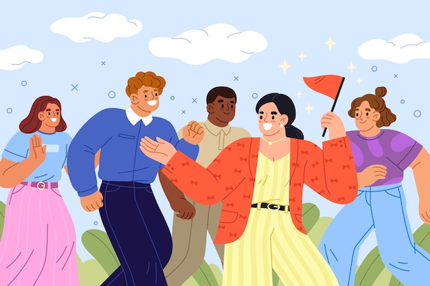 Handgetekende leiderschapsillustratie